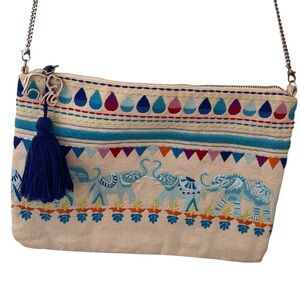 Beautifully embroidered elephant crossbody purse